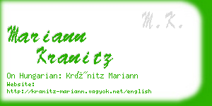 mariann kranitz business card